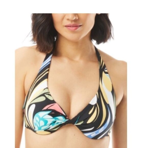 Coco Reef Print Wrapped Swim DD Bra Top 32/34 DD Black Multi Verso Convertible - Picture 6 of 11